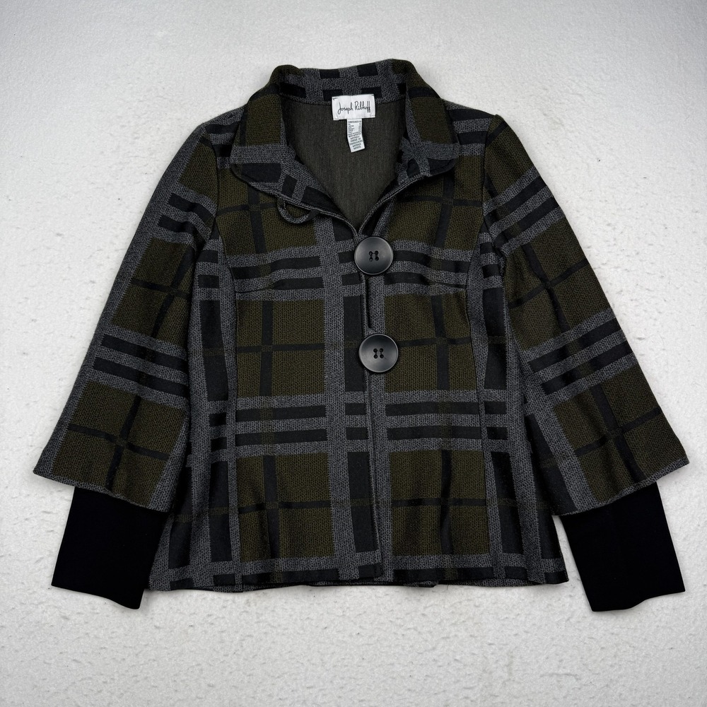Joseph Ribkoff Jacket Womens 10 Multicolor Plaid Knit Collared Button Canada